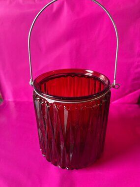 Red Glass Hanging Votive Holder ❤️ Decorative Candle or Flower Vase